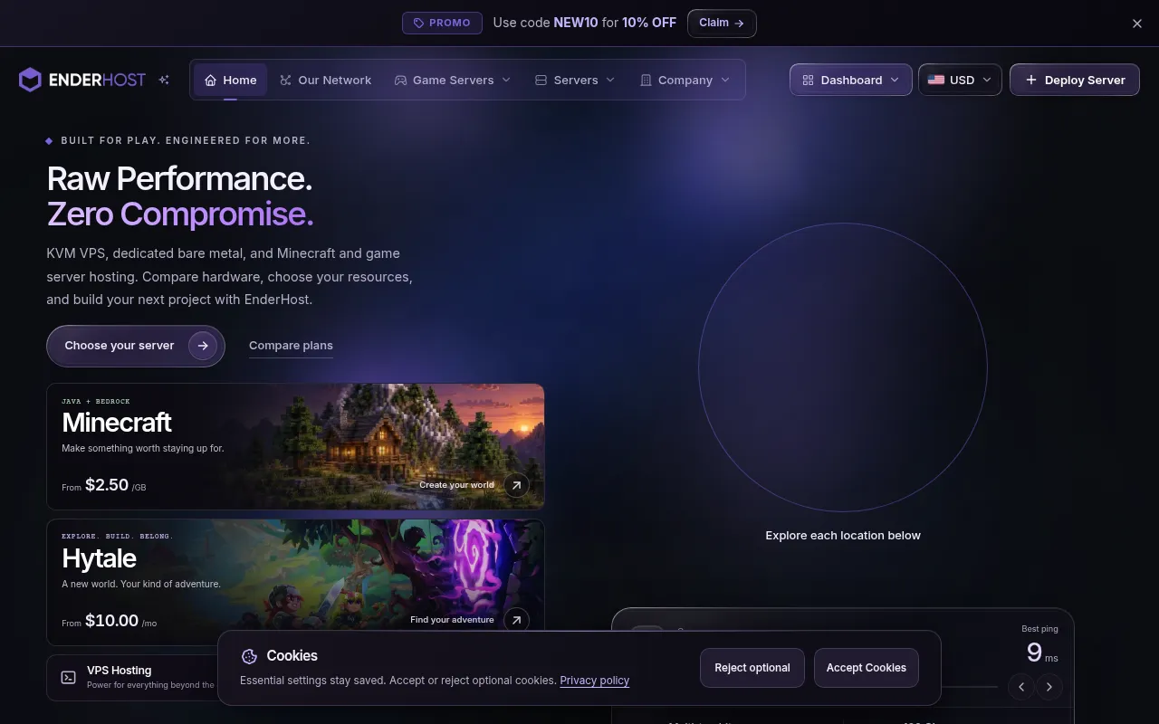 Screenshot of enderhost.co