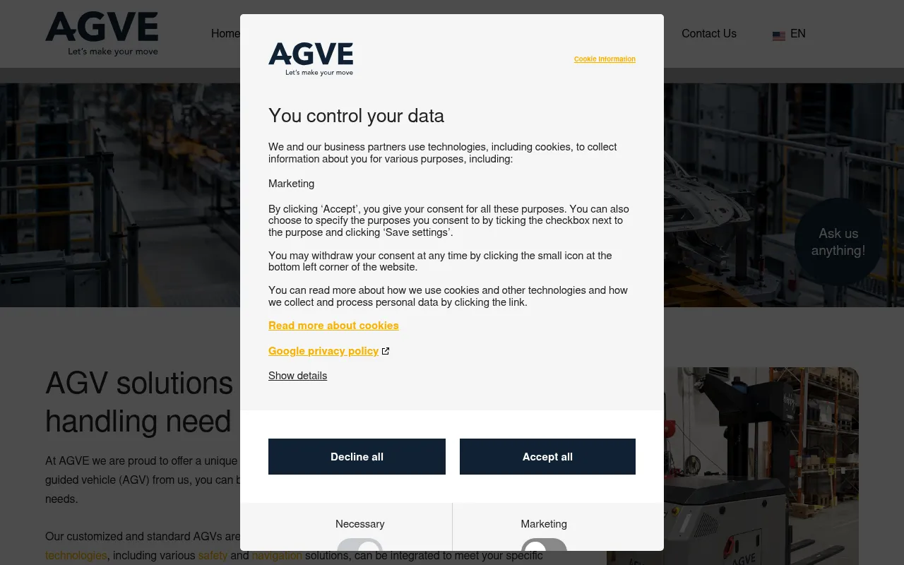 Screenshot of agvegroup.com