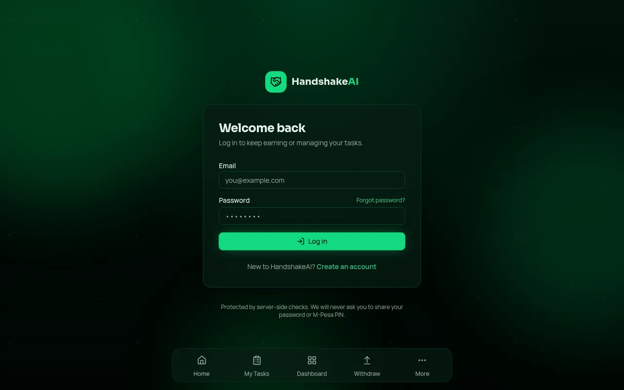 Screenshot of handshakejob.com