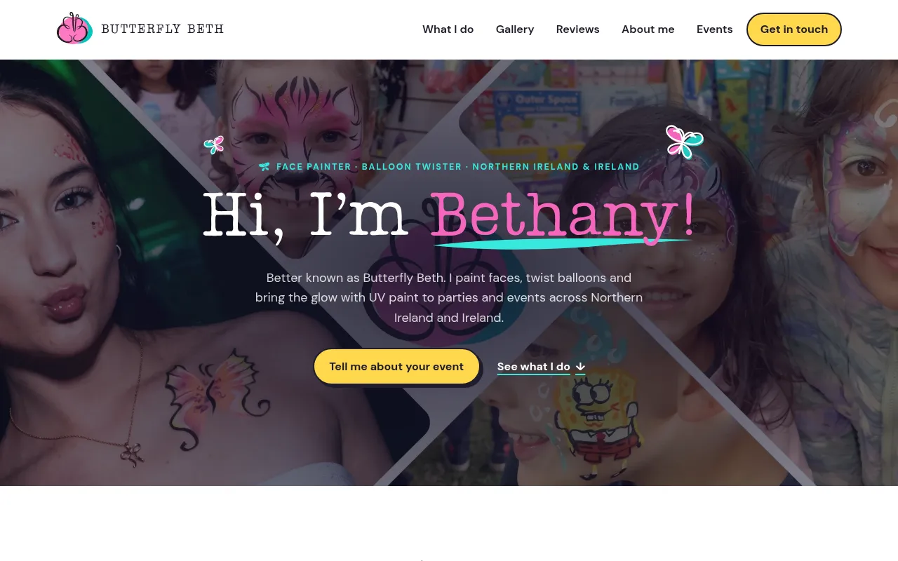 Screenshot of butterfly-beth.andrewjmccaughey.workers.dev