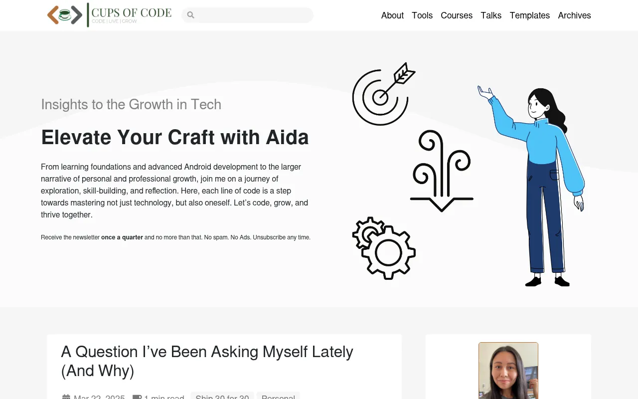 Screenshot of cupsofcode.com