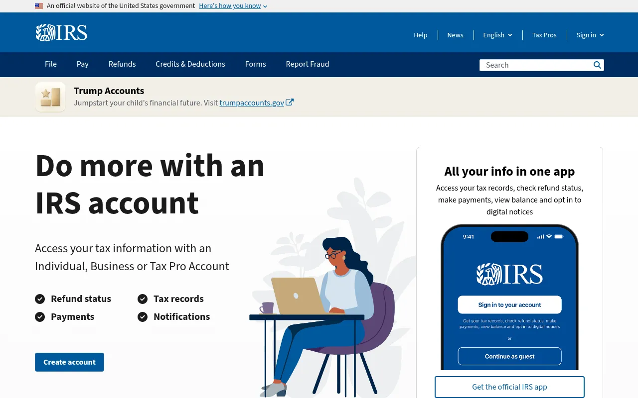 Screenshot of irs.gov
