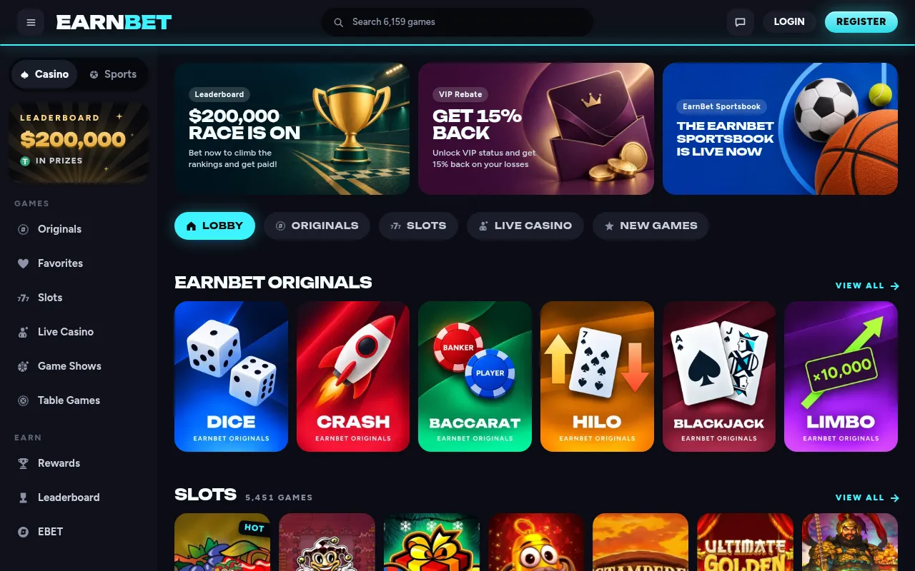 Screenshot of earnbet.io