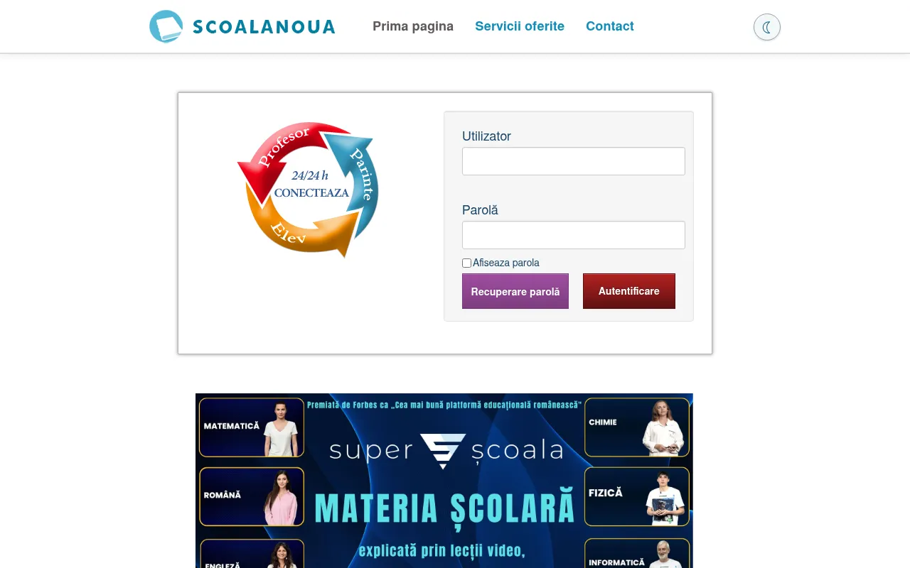 Screenshot of scoalanoua.ro