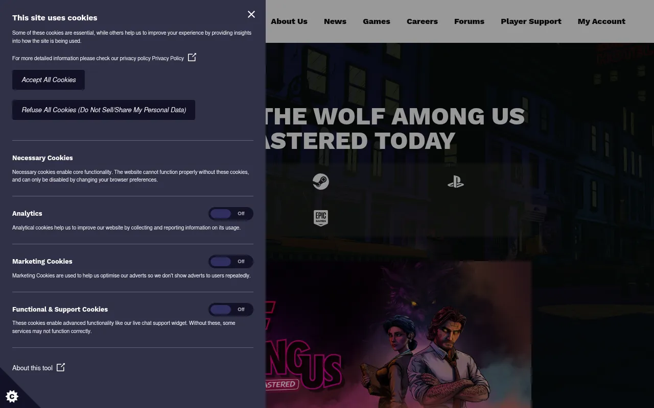 Screenshot of telltale.com