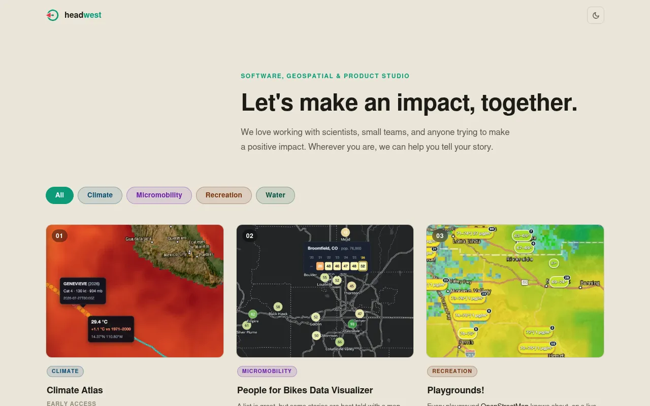 Screenshot of headwest.io