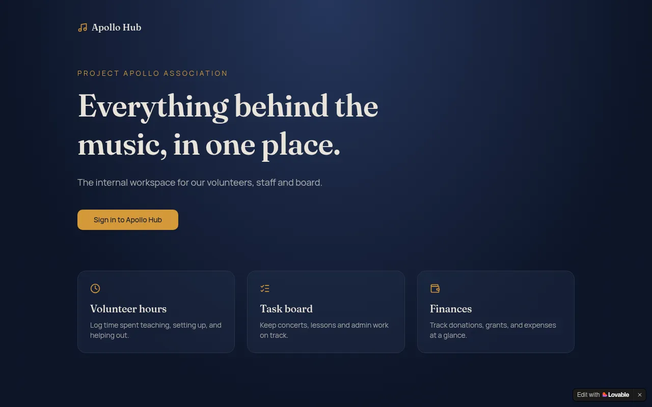 apollo-volunteer-flightdeck.lovable.app screenshot