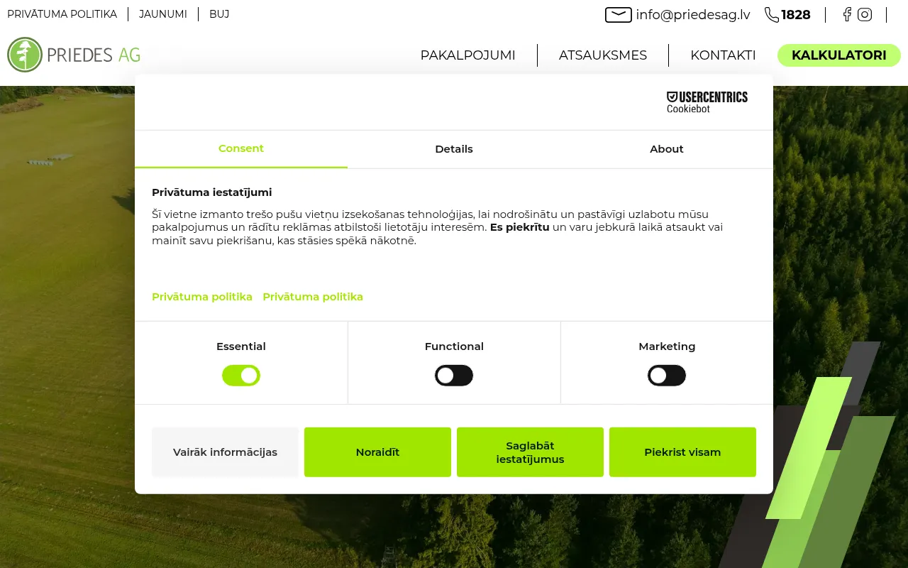 Screenshot of priedesag.lv