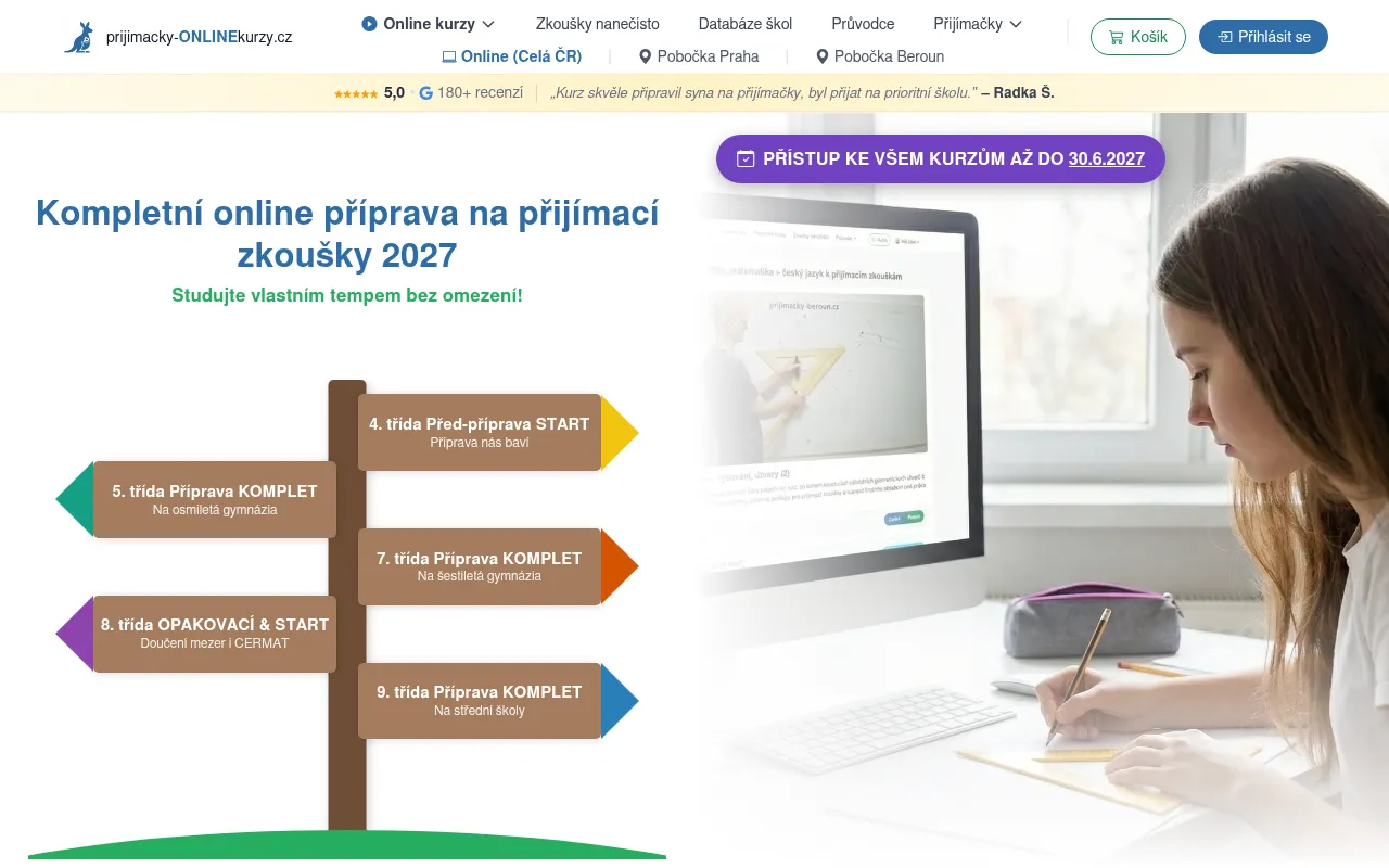 Screenshot of prijimacky-onlinekurzy.cz