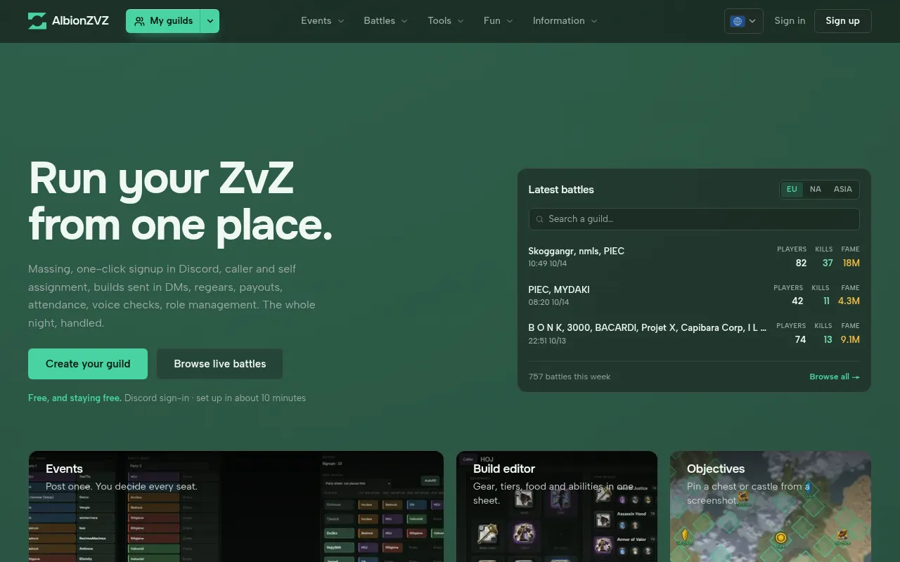 Screenshot of albionzvz.com