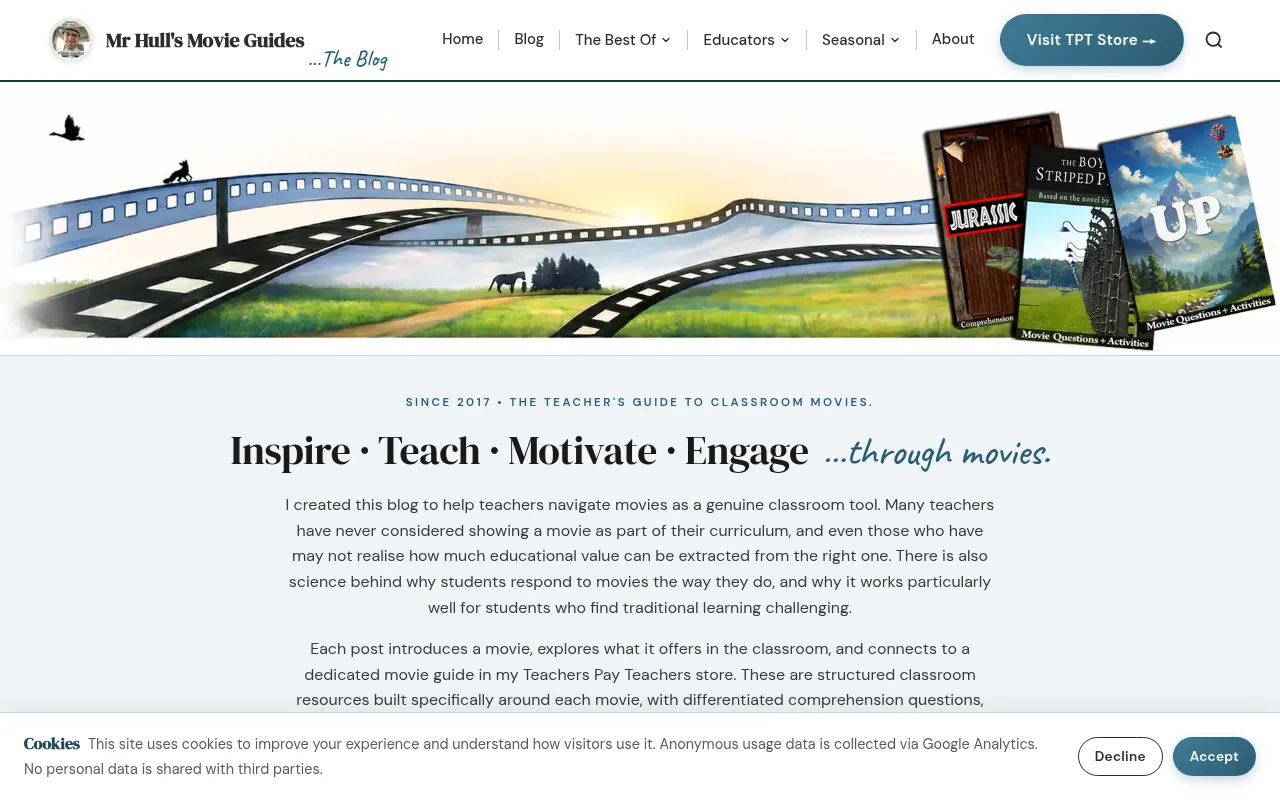 Screenshot of mrhullsmovieguides.com