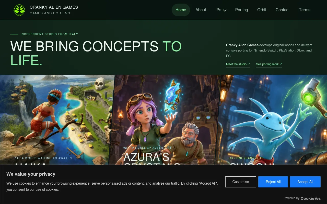 Screenshot of crankyaliengames.com