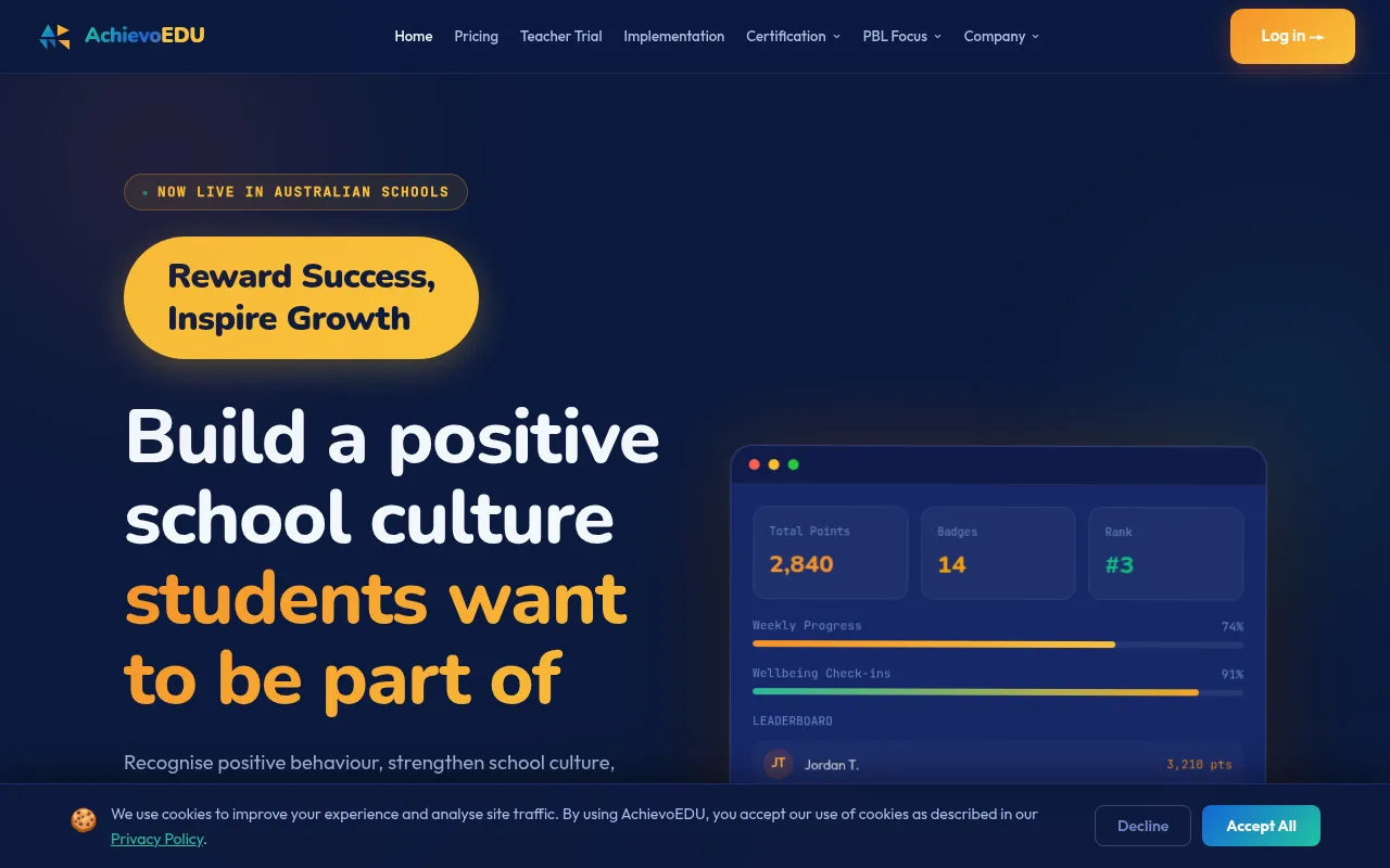 Screenshot of achievoedu.com.au