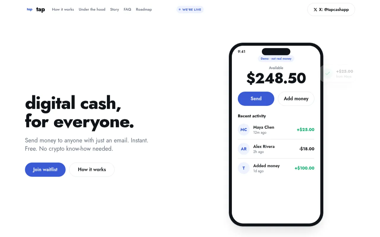 Screenshot of tapcash.app