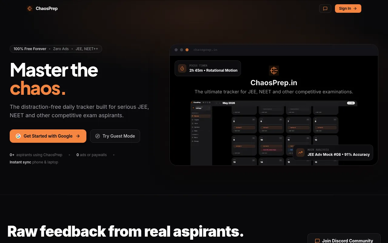 Screenshot of chaosprep.in