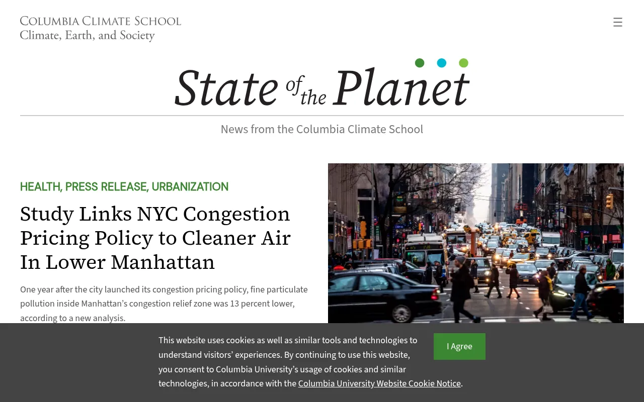 Screenshot of news.climate.columbia.edu