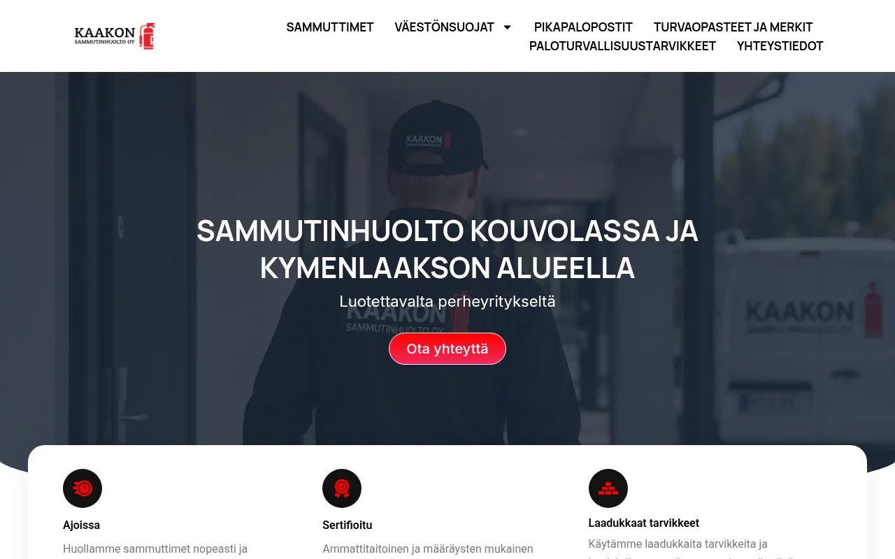 Screenshot of kaakonsammutinhuolto.fi