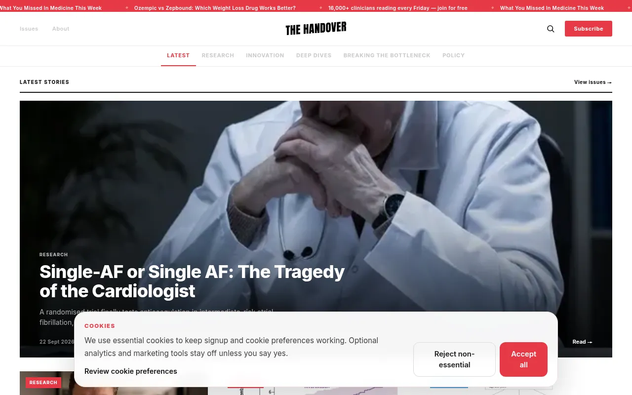 Screenshot of thehandover.co