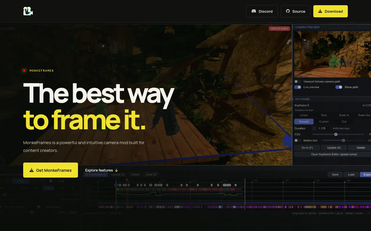 Screenshot of monkeframes.com