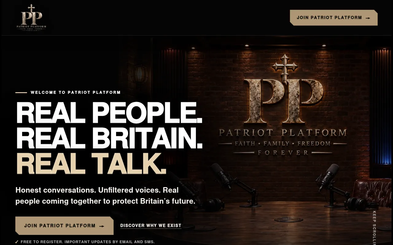 Screenshot of patriotplatform.co.uk