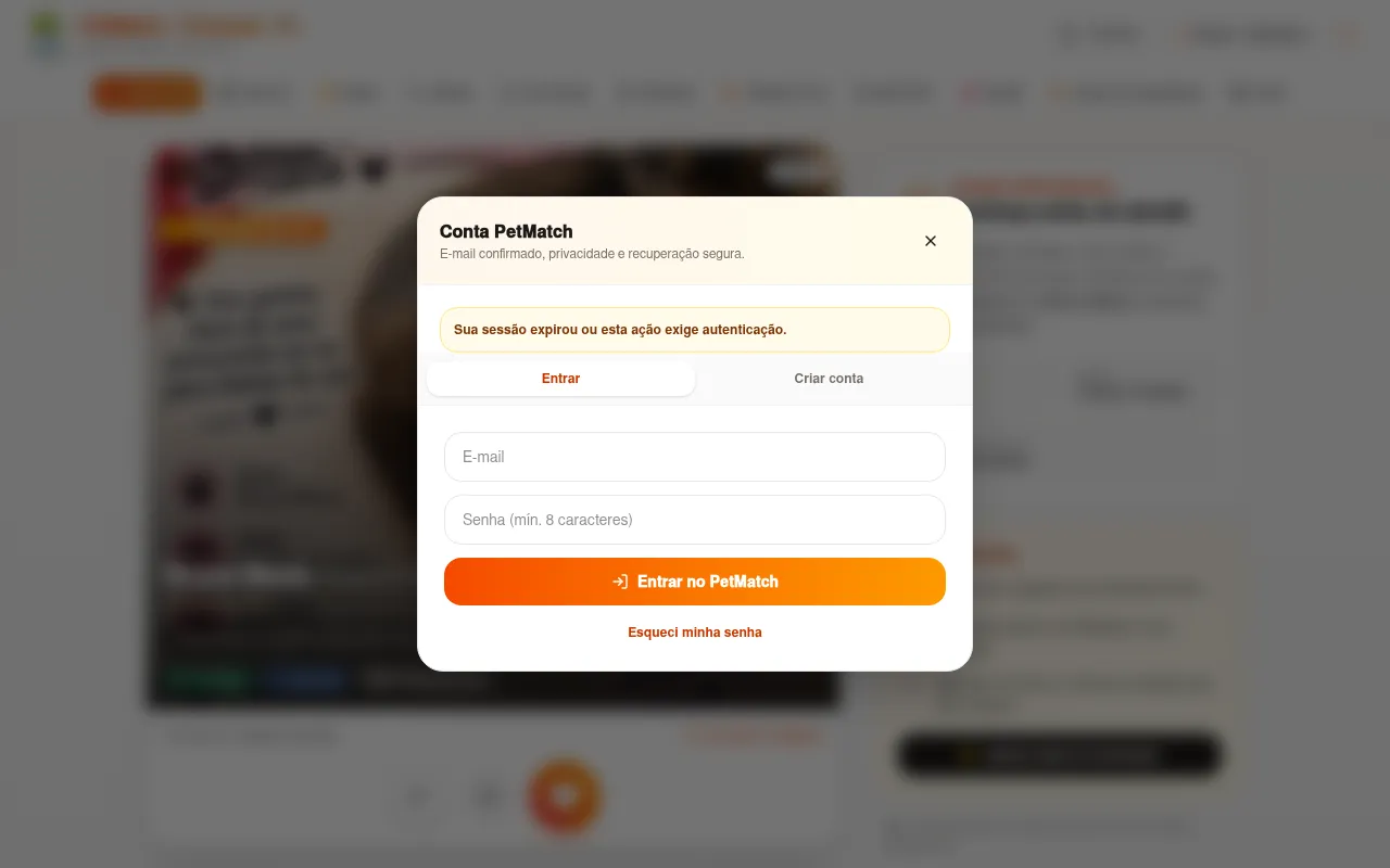 Screenshot of petmatch.formosa.go.gov.br