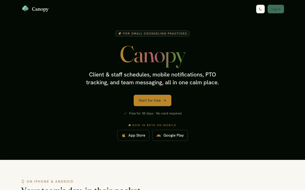 Screenshot of canopystaff.com
