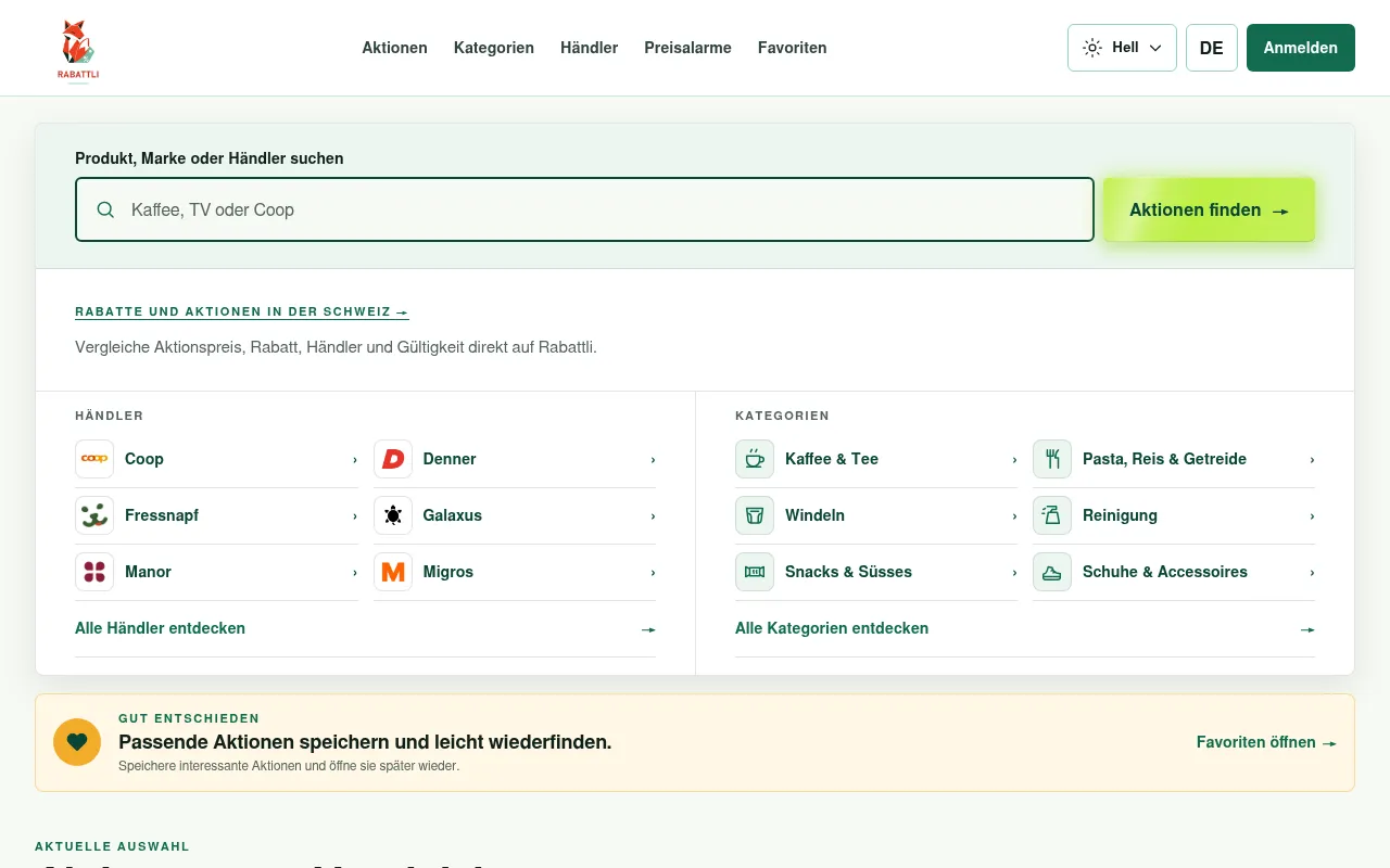Screenshot of rabattli.ch