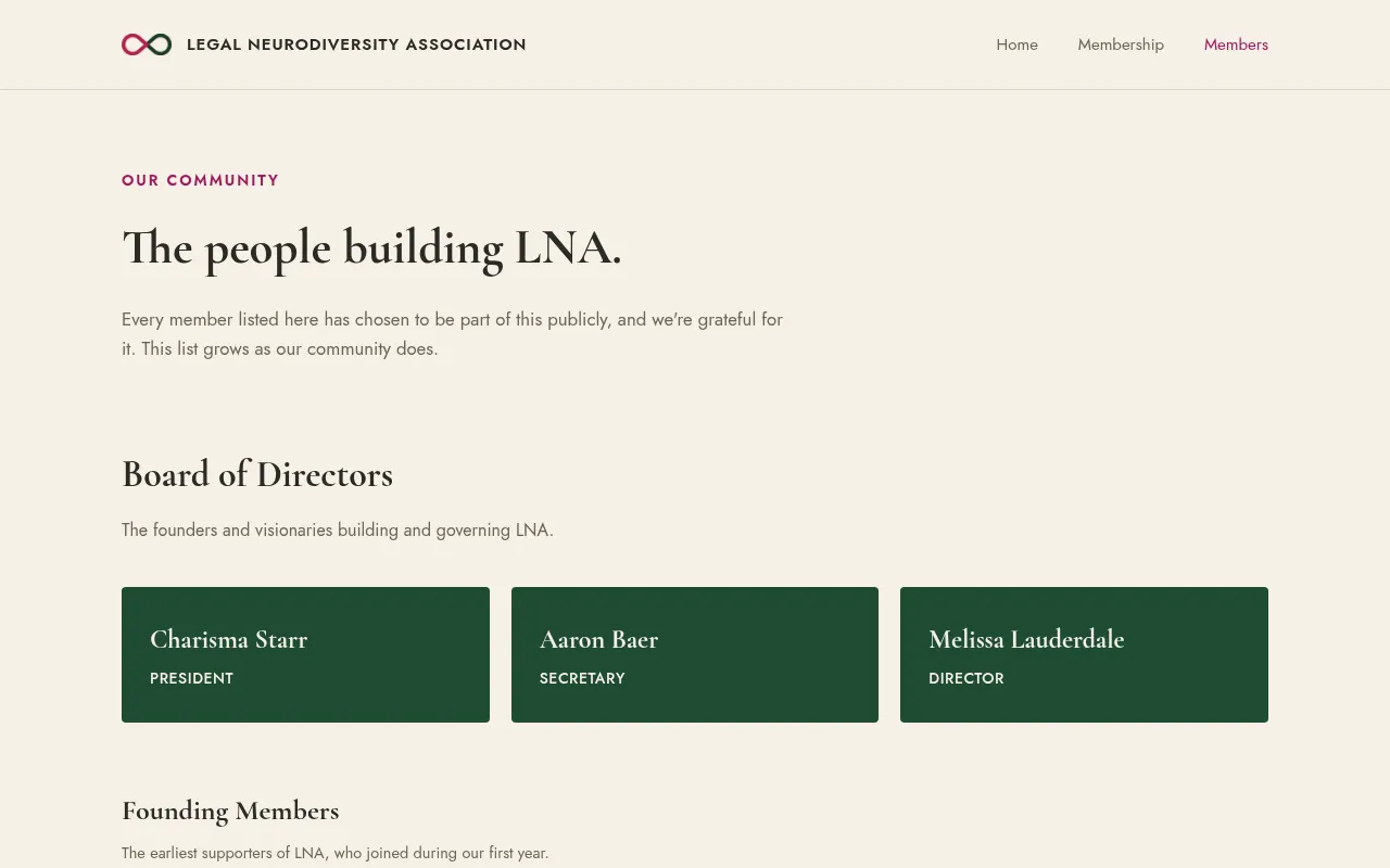 Screenshot of legalneurodiversityassociation.org