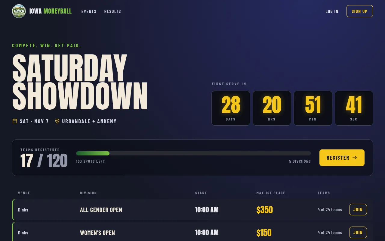 Screenshot of iowamoneyball.com