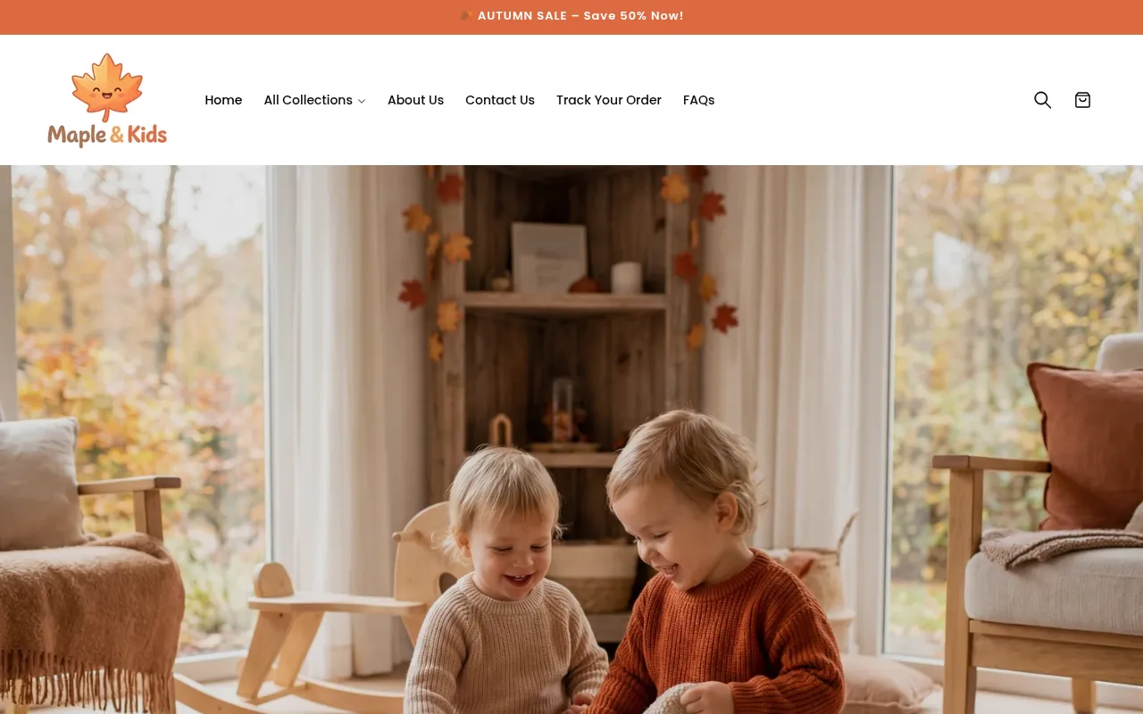 Screenshot of mapleandkids.com