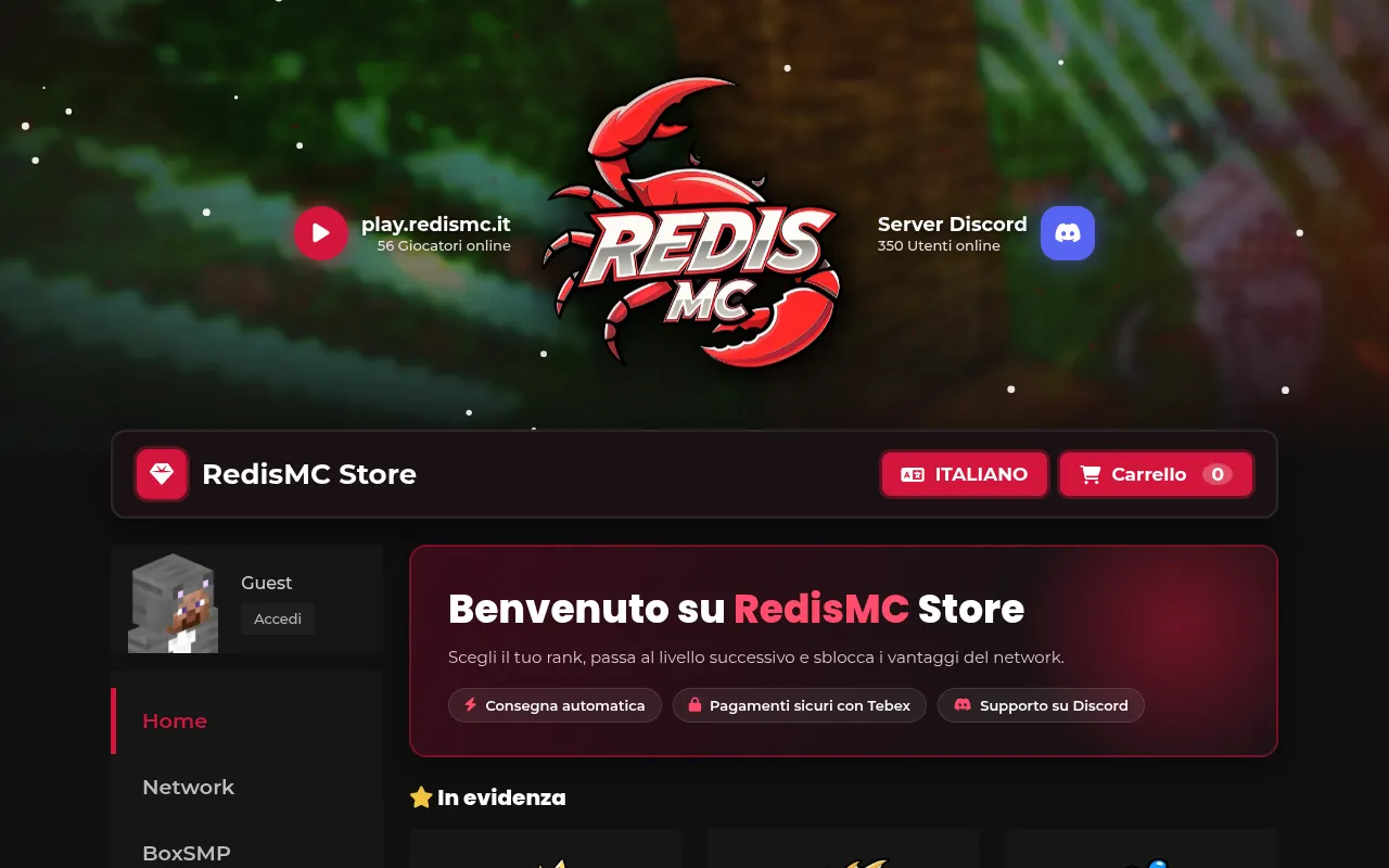 Screenshot of store.redismc.it