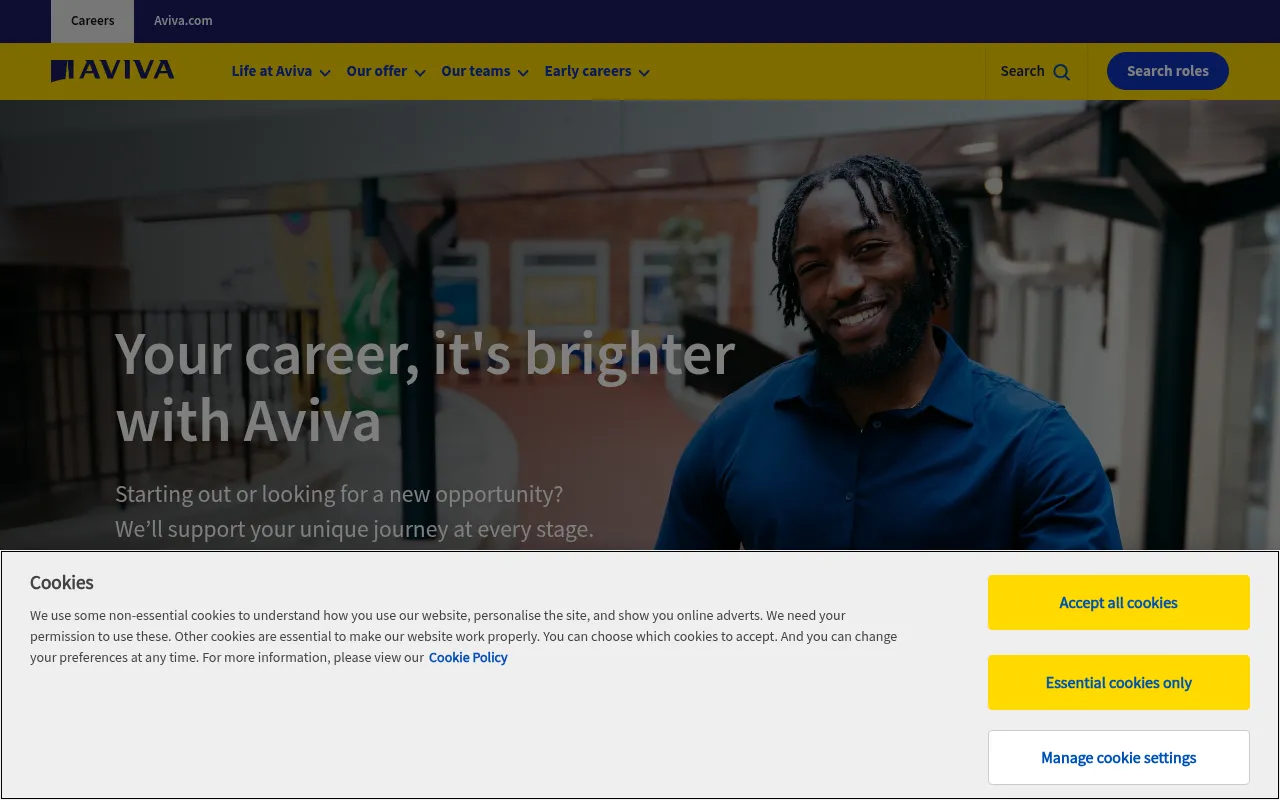Screenshot of careers.aviva.co.uk