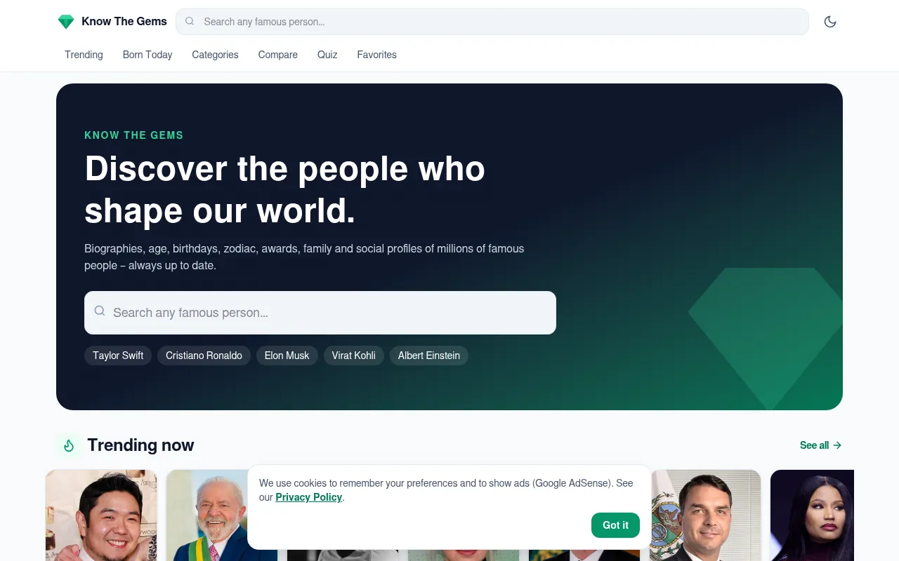 Screenshot of knowthegems.com