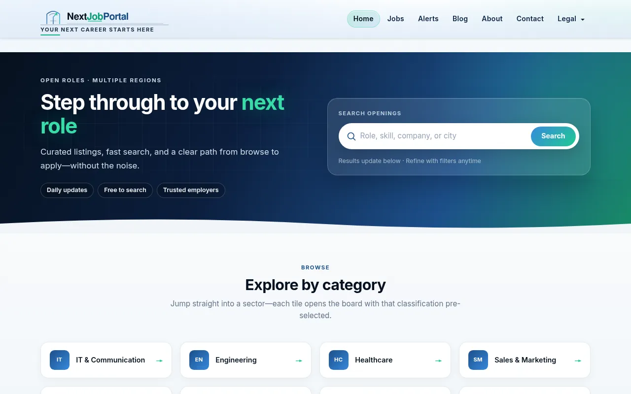 Screenshot of nextjobportal.com