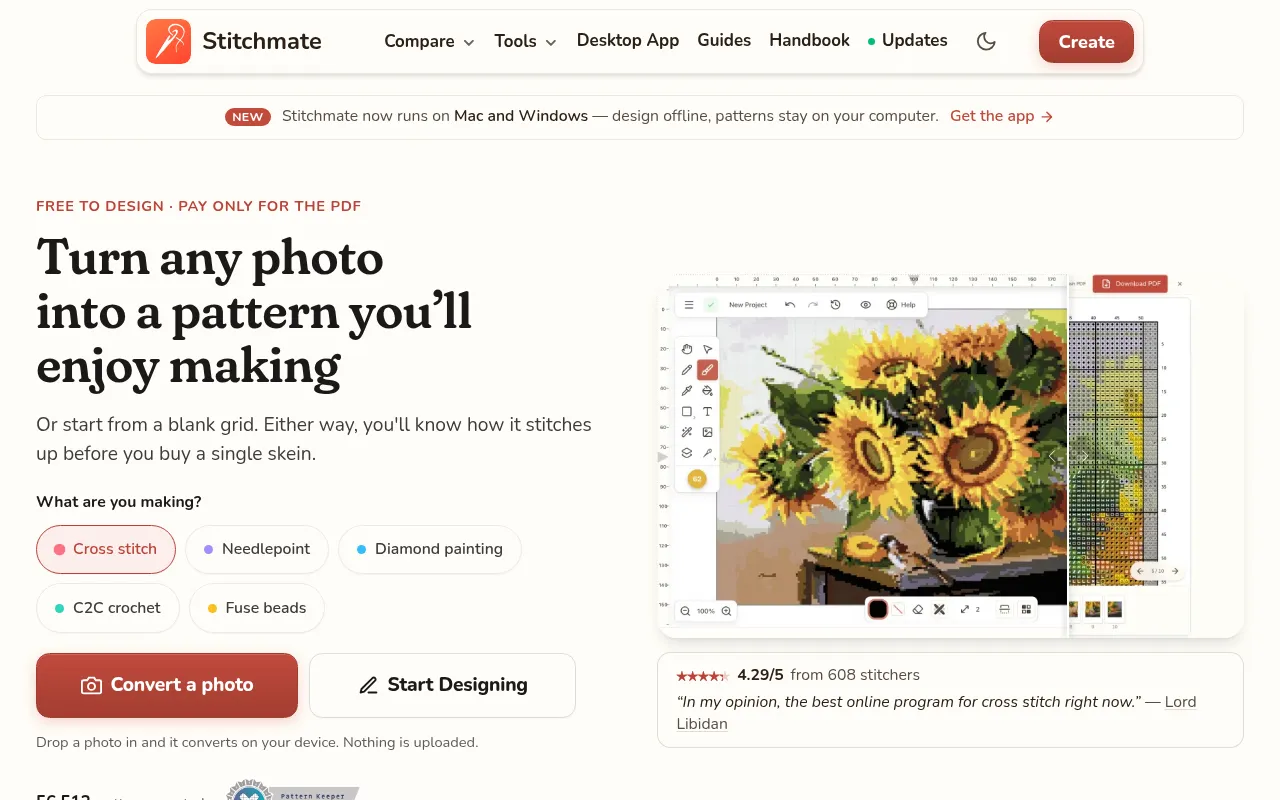 Screenshot of stitchmate.app