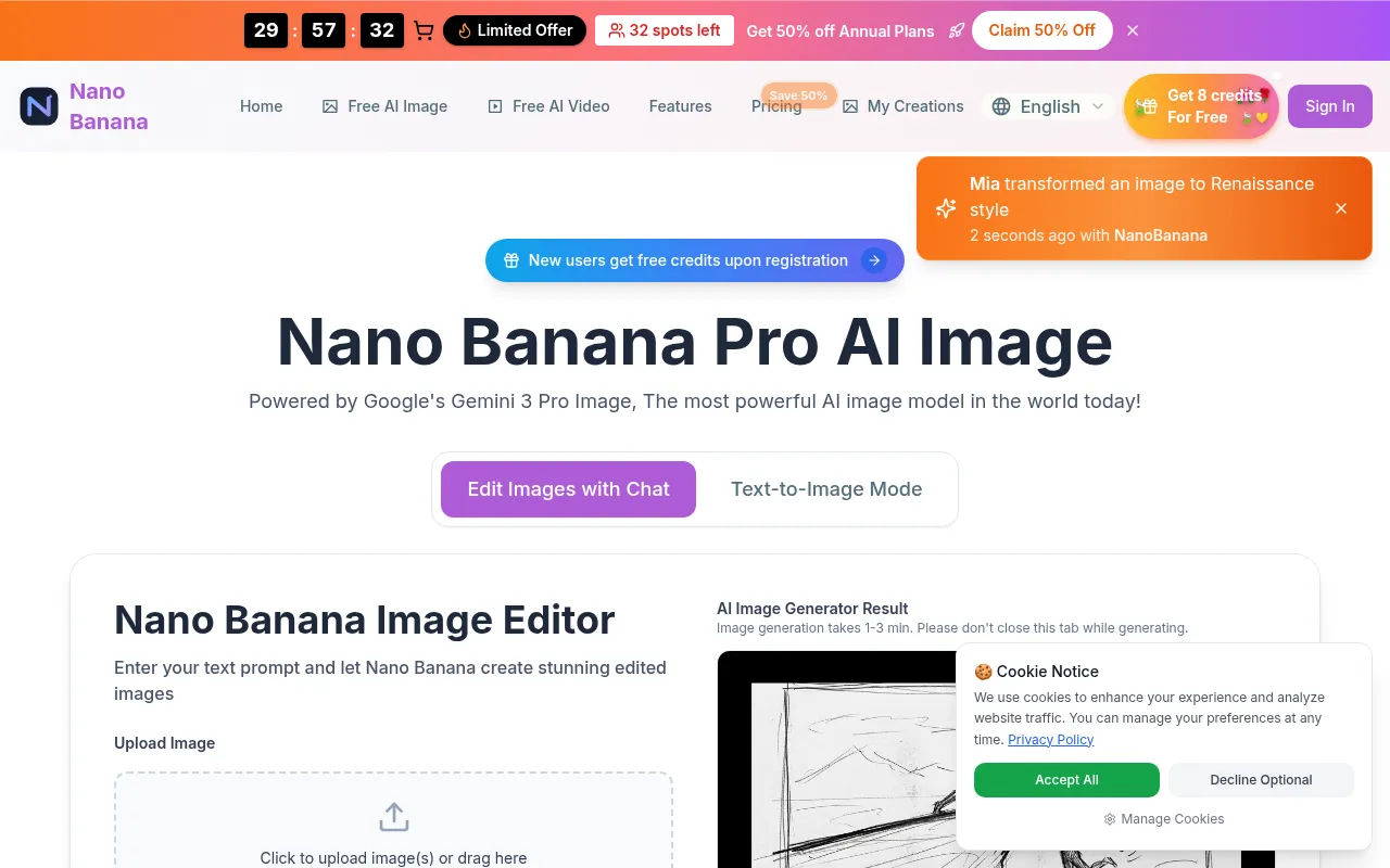 Screenshot of nanobanana-ai.org