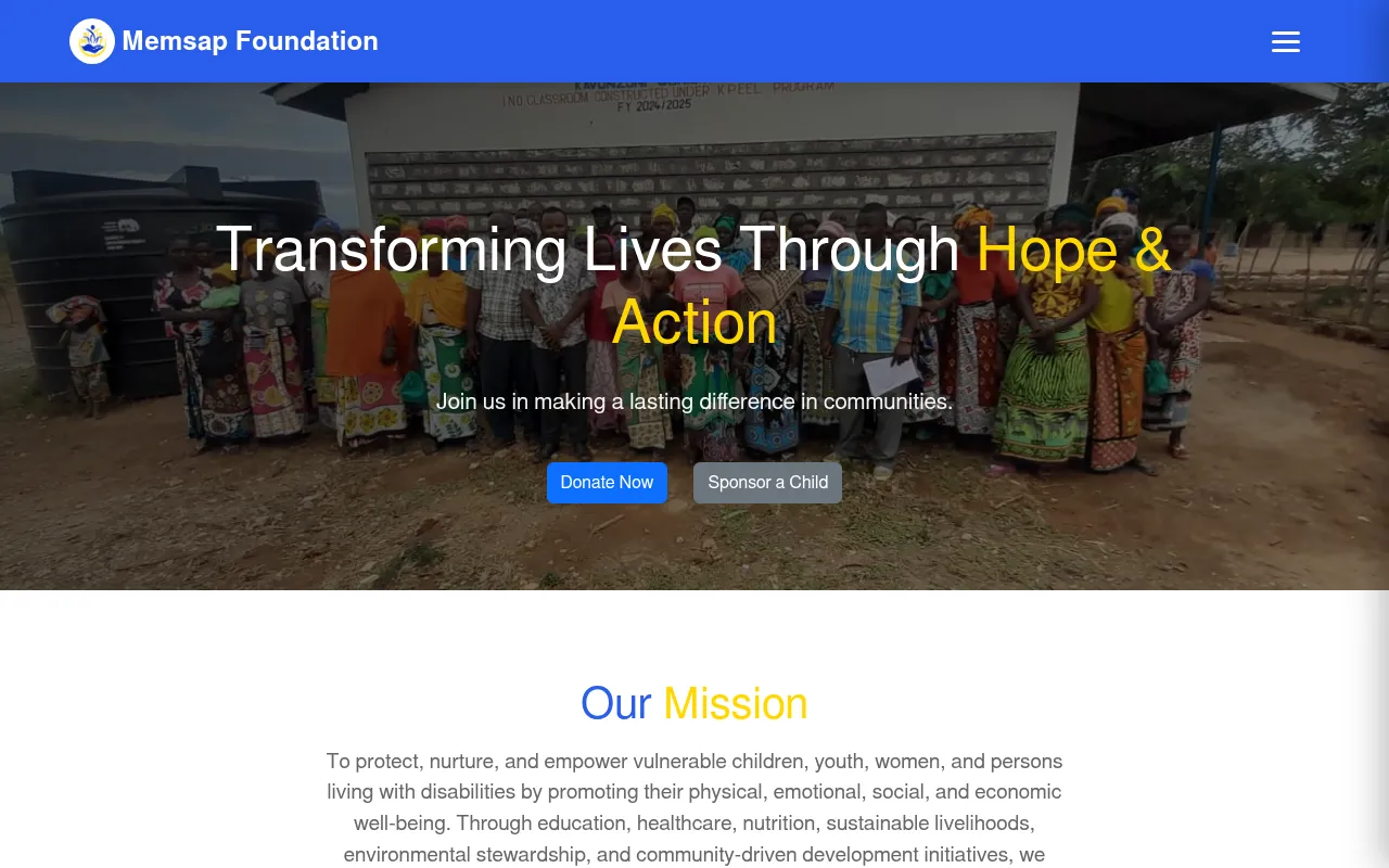 Screenshot of memsapfoundation.org