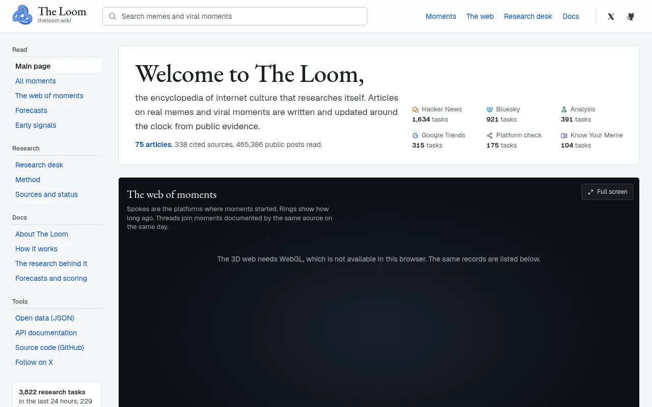 Screenshot of theloom.wiki