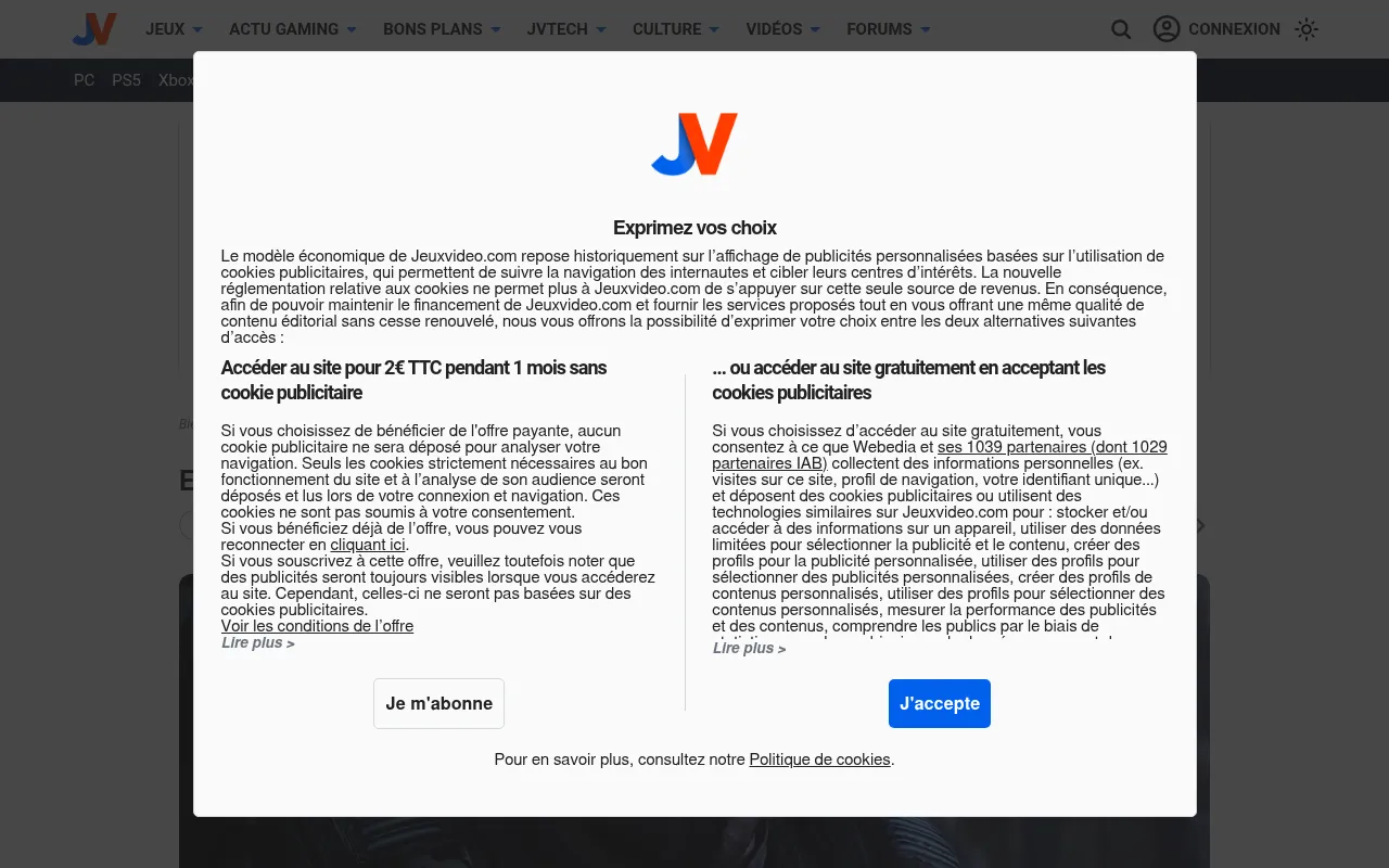 Screenshot of jeuxvideo.com