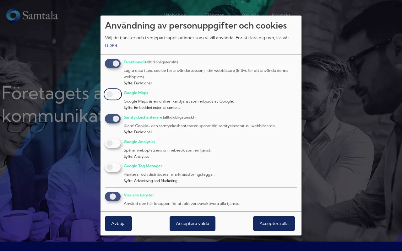 Screenshot of samtala.se