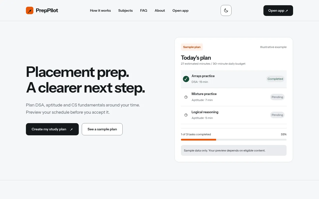 Screenshot of prep-pilot-theta-tan.vercel.app