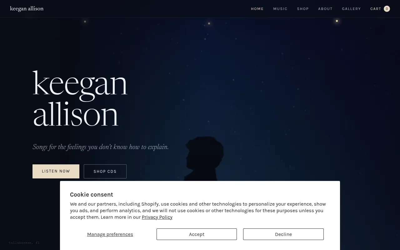 Screenshot of keeganallison.com