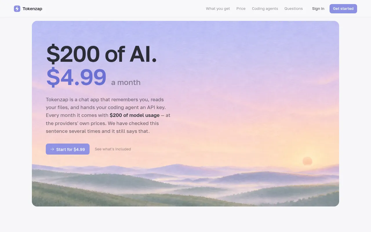 Screenshot of tokenzap.app