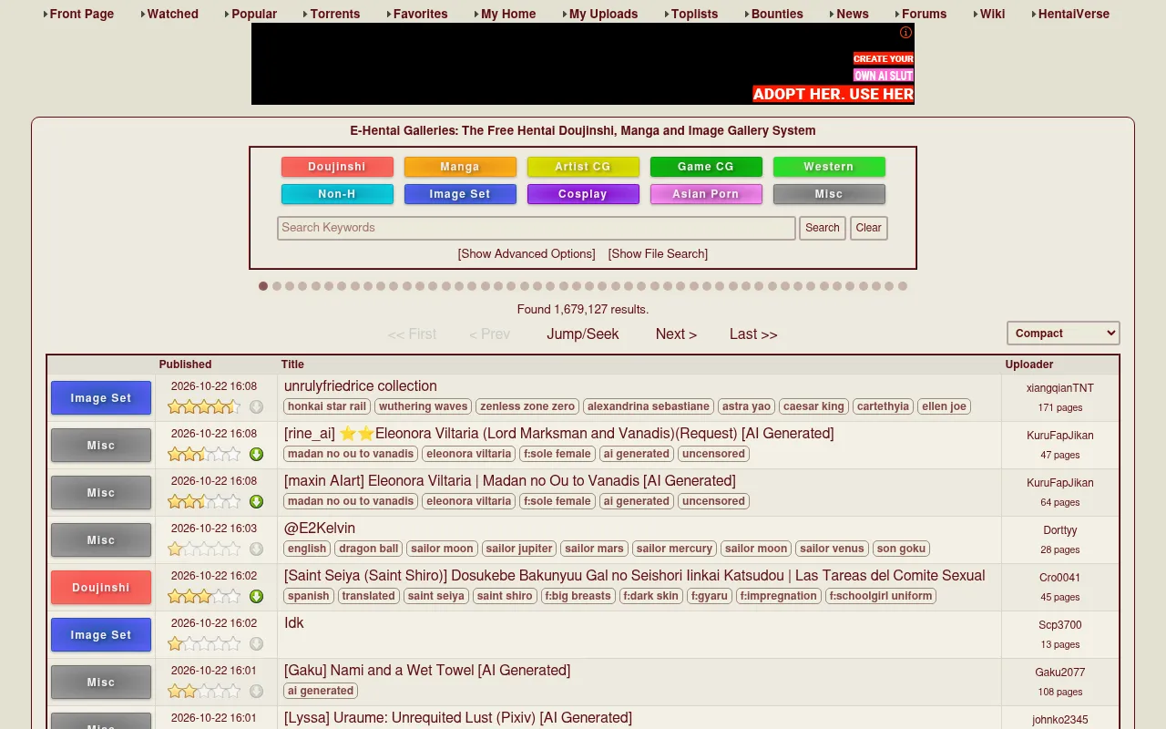 Screenshot of e-hentai.org