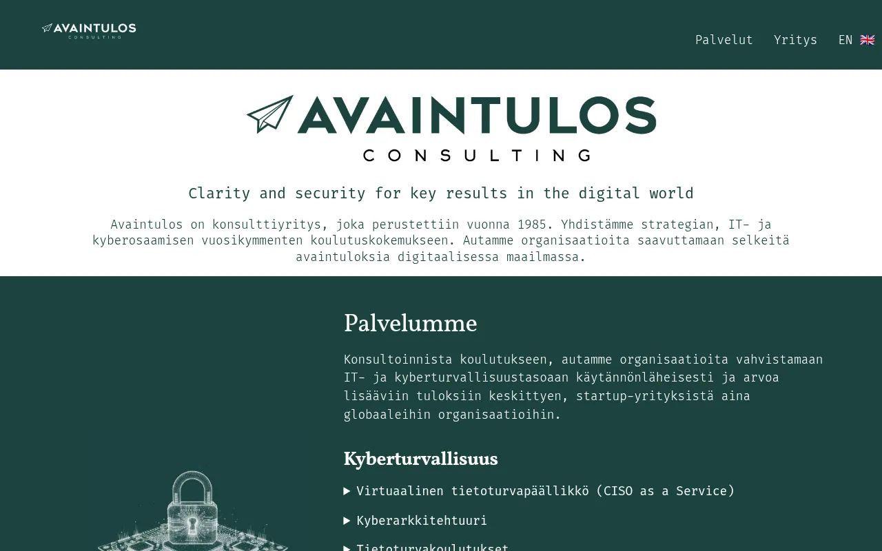 Screenshot of avaintulos.fi
