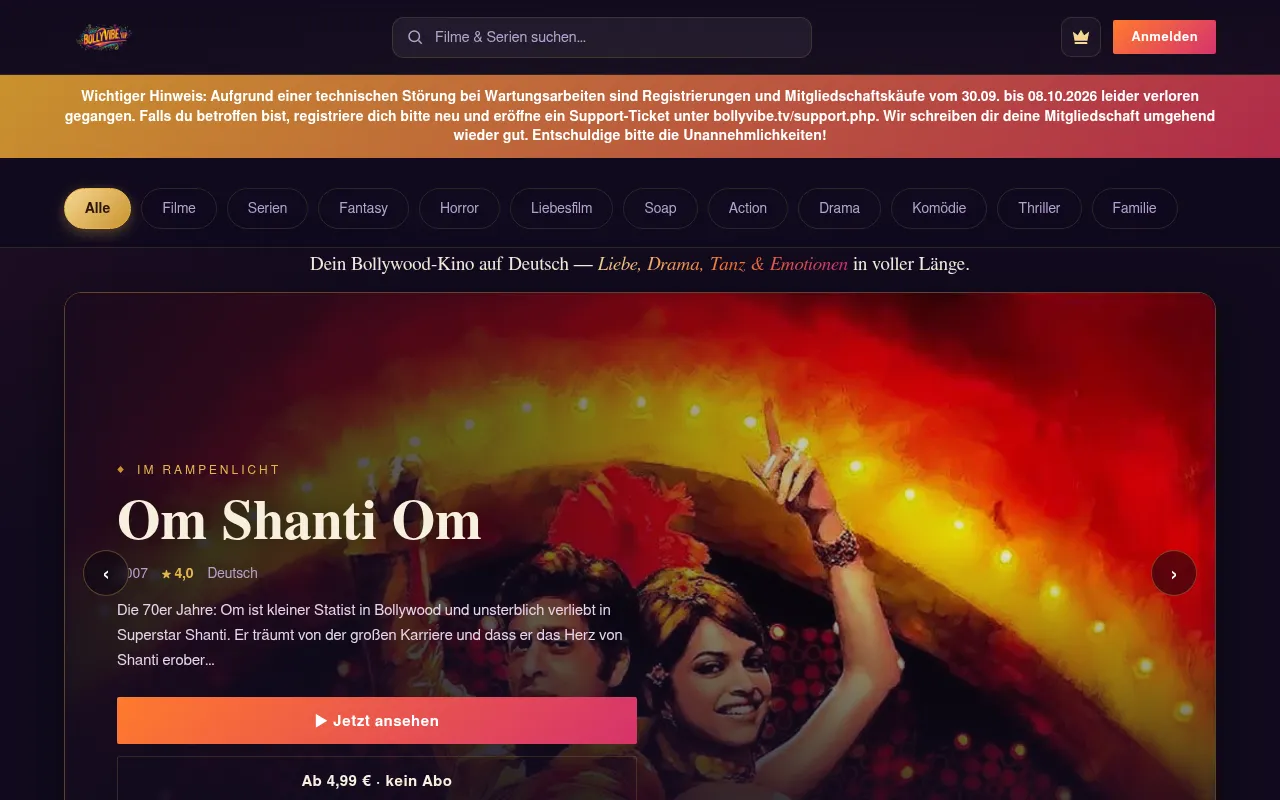 Screenshot of bollyvibe.tv