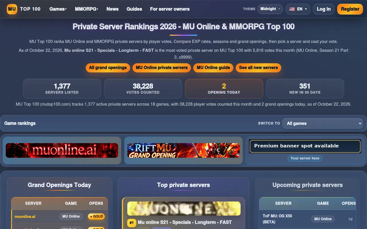 Screenshot of mutop100.com