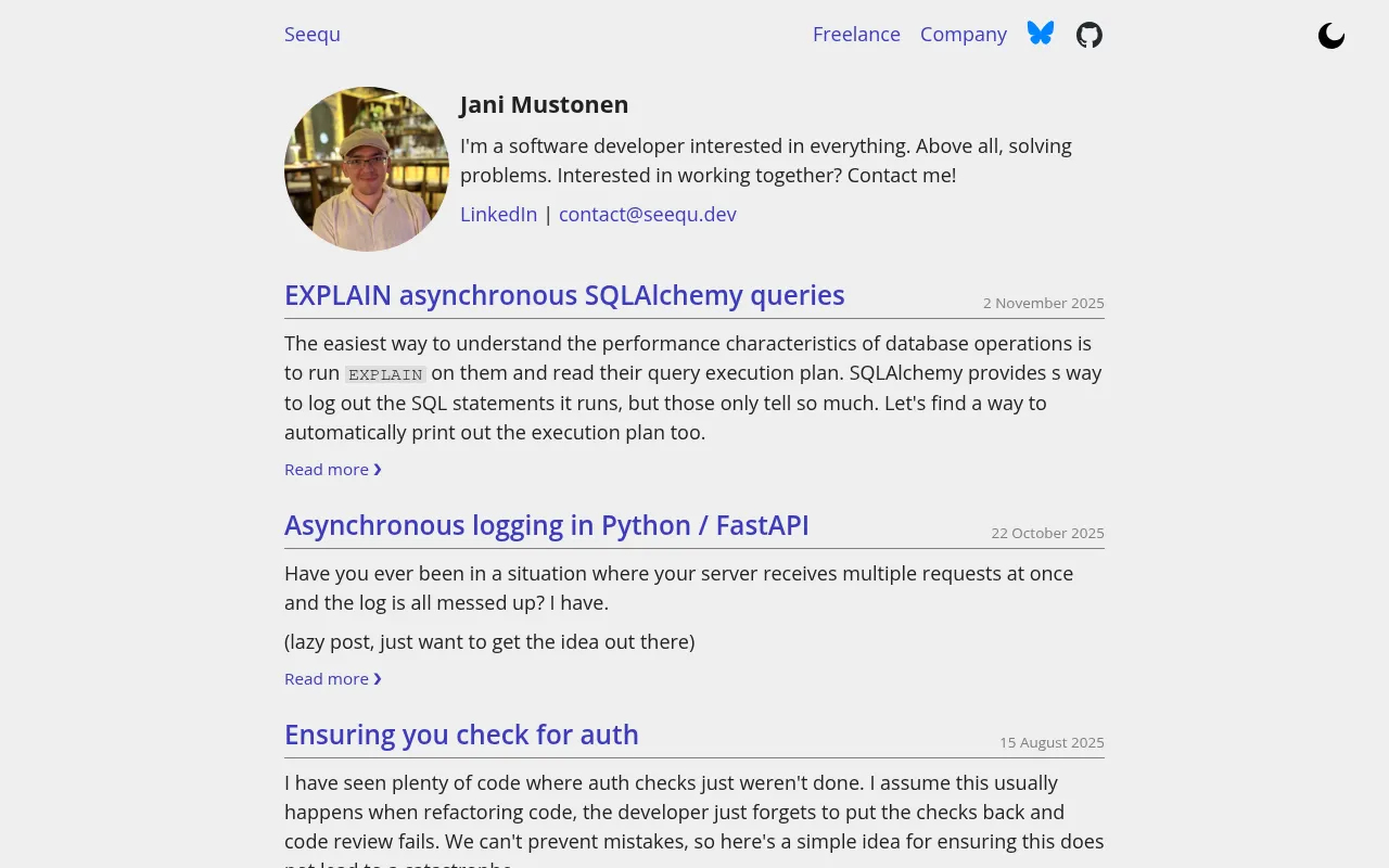 Screenshot of seequ.dev