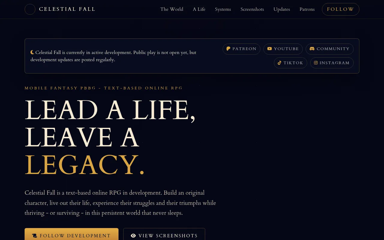 Screenshot of celestialfall.com