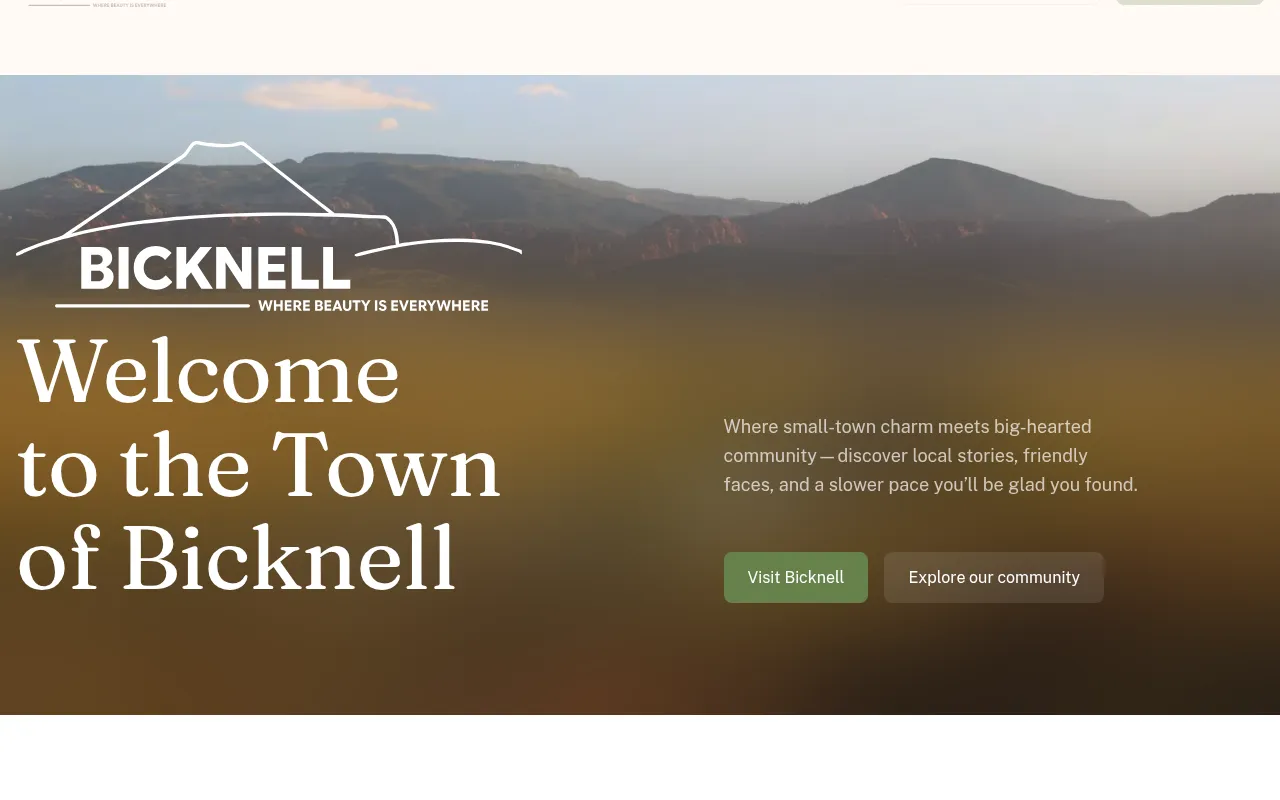 Screenshot of bicknellutah.gov